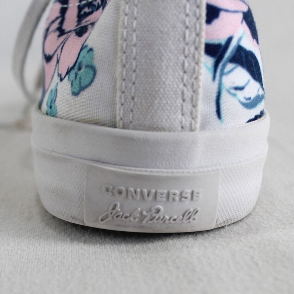 Converse Jack Purcell Womens Sz 7 White Blue Pink Floral Low Top Canvas Sneaker - Picture 9 of 10